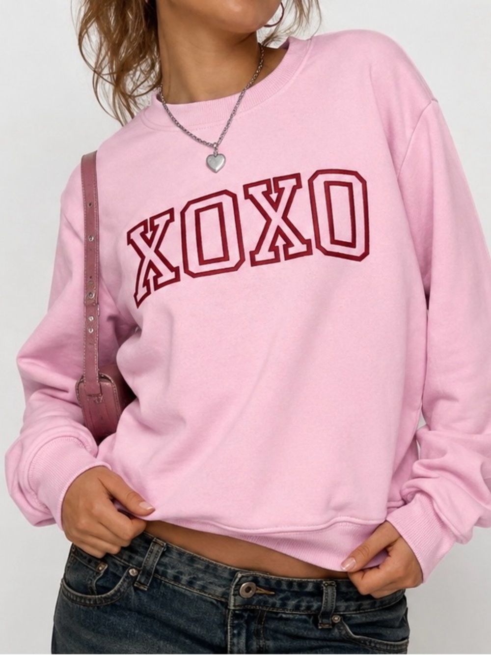Bobbie Brooks Pink XOXO Varsity Sweatshirt Women’s Large Preppy Y2K